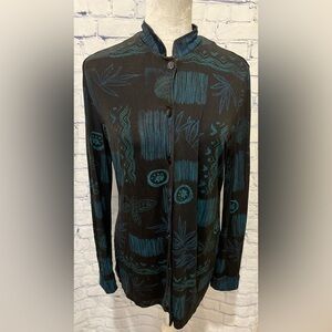 COLDWATER CREEK Women's Slinky Travel Knit Blouse Multicolor Travelers Button S